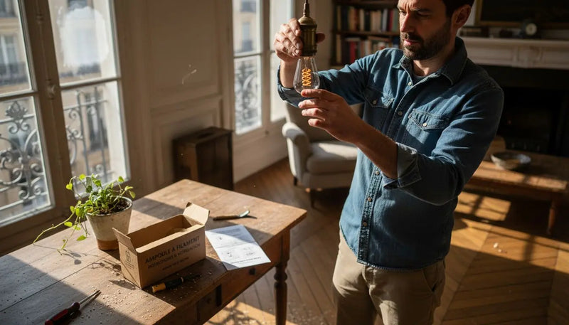 Installer une ampoule rétro pour créer une ambiance chaleureuse dans le salon