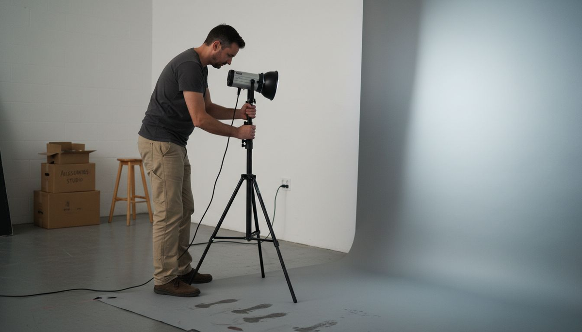 Ajuster un projecteur LED pour une séance photo en studio