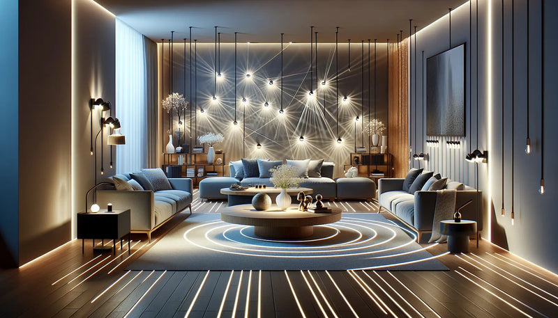 Sublimez votre salon avec l'éclairage d'accentuation : spots LED, appliques orientables et rubans lumineux pour une décoration moderne