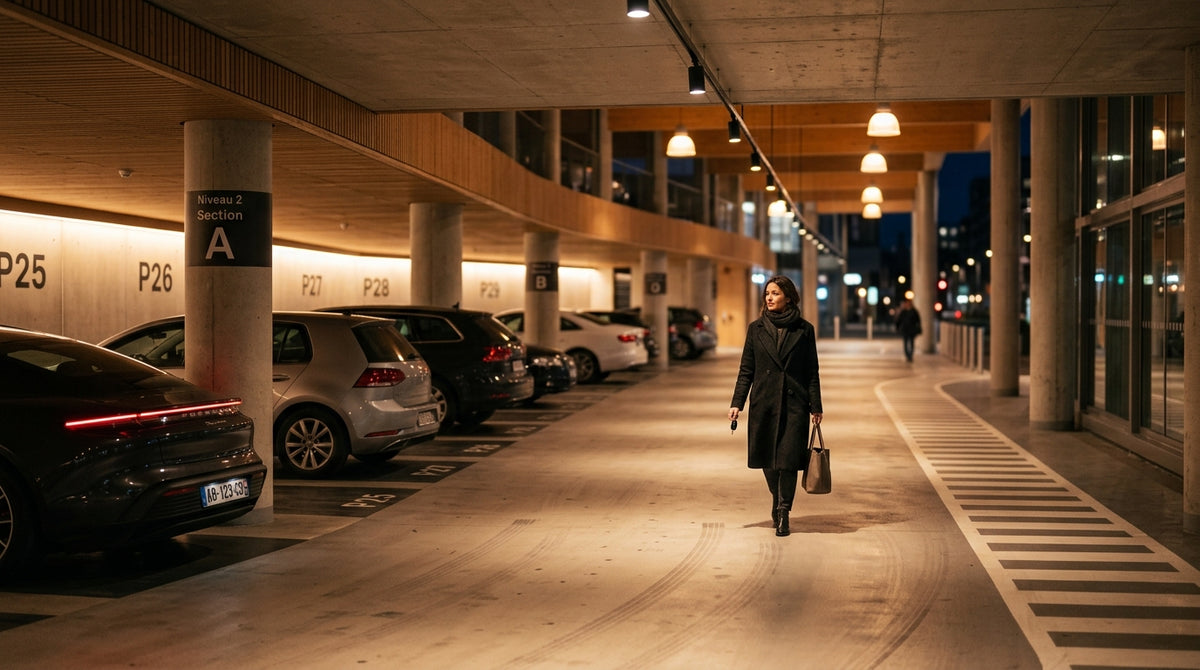 eclairage parking couvert - guide Jurassic Light