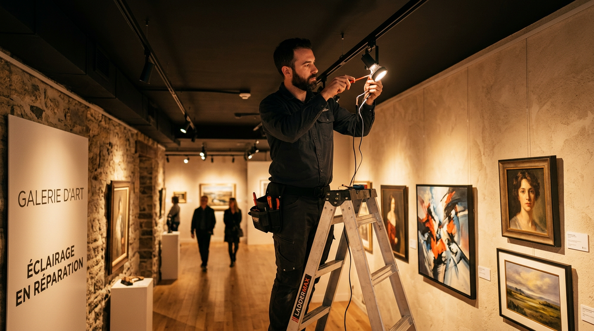 Illustration : comment changer une ampoule pour eclairage galerie d'art