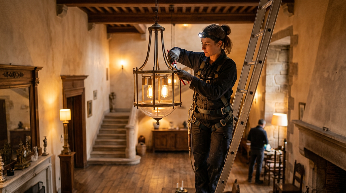 Illustration : comment changer une ampoule pour ampoule hauteur sous plafond