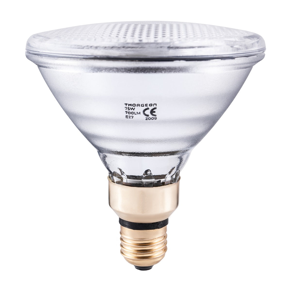Halogen-Reflektorlampe PAR38 mit 75 W und Sockel E27, Glasreflektor mit Aluminiumbeschichtung, Abstrahlwinkel 30°