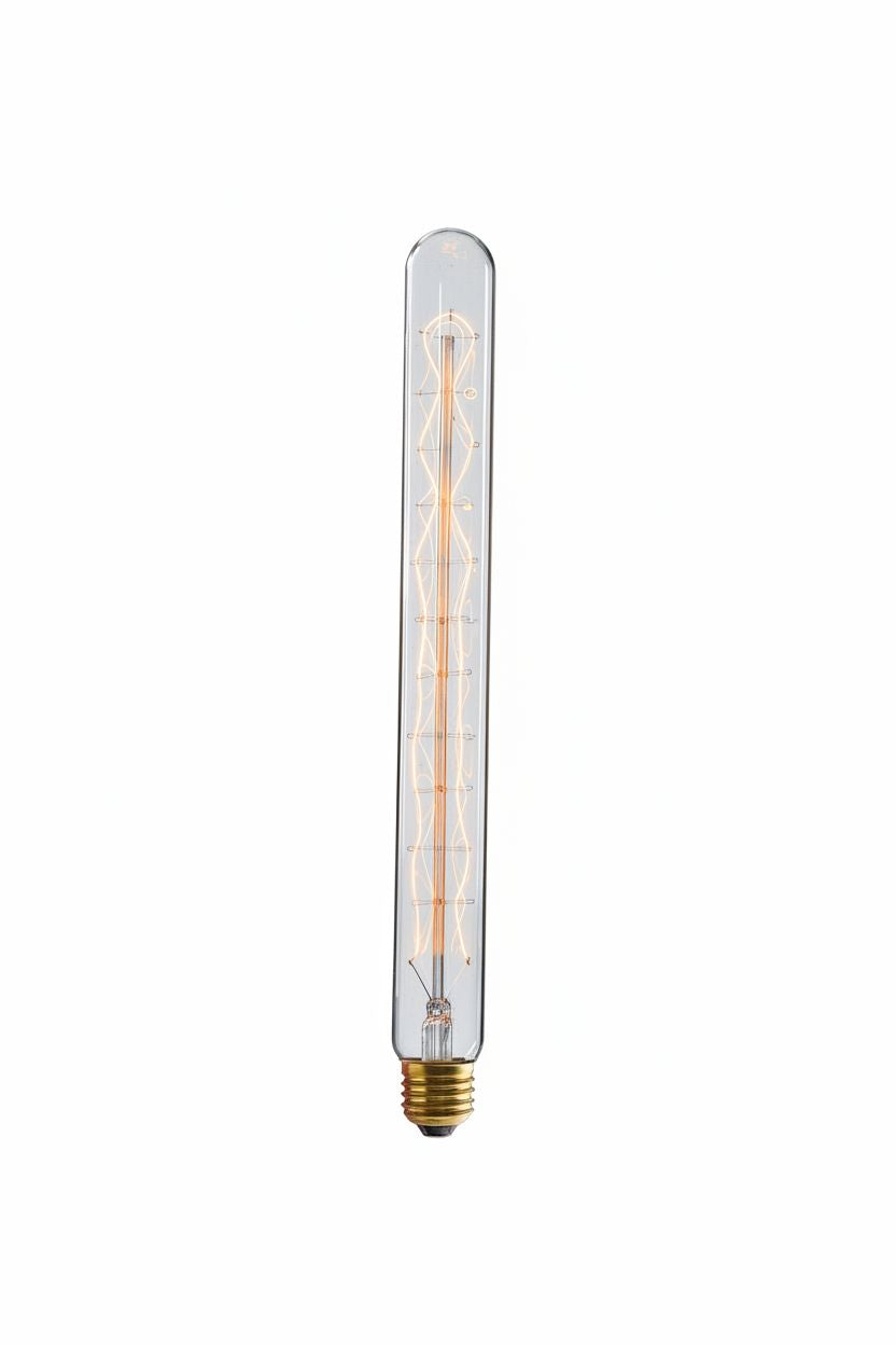 Ampoule tube vintage T30 E27 60W – Filament spiralé ambré