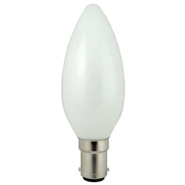 Ampoule flamme C35 en verre dépoli, petit culot baïonnette BA15d à deux ergots