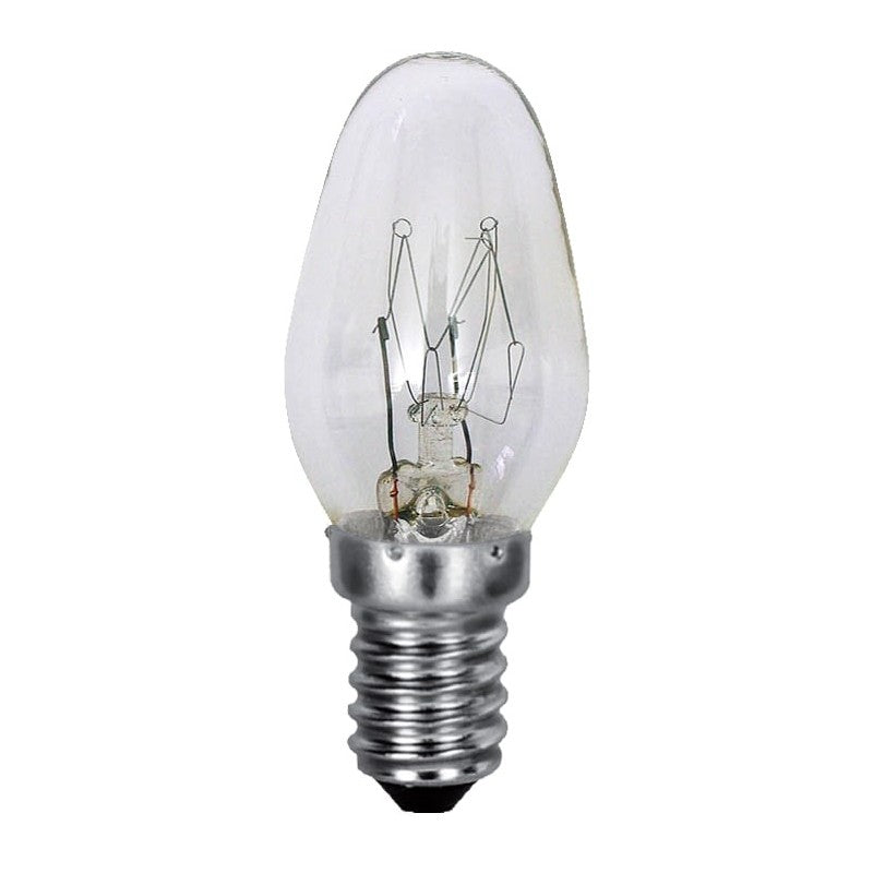Très petite ampoule bougie C7 en verre clair, culot à vis E12 étroit