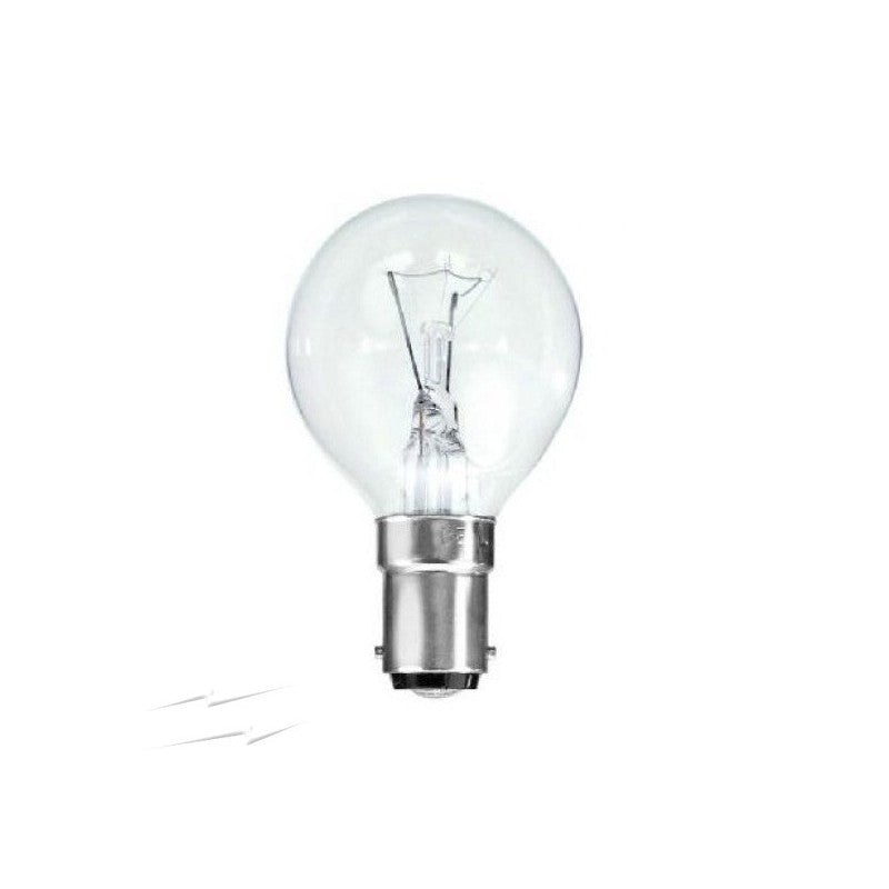 Petite ampoule ronde G45 en verre clair, petit culot baïonnette BA15d