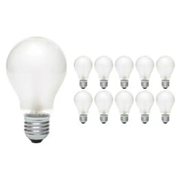 Ampoule incandescente standard en verre dépoli à culot E27 et pack de 10 ampoules identiques