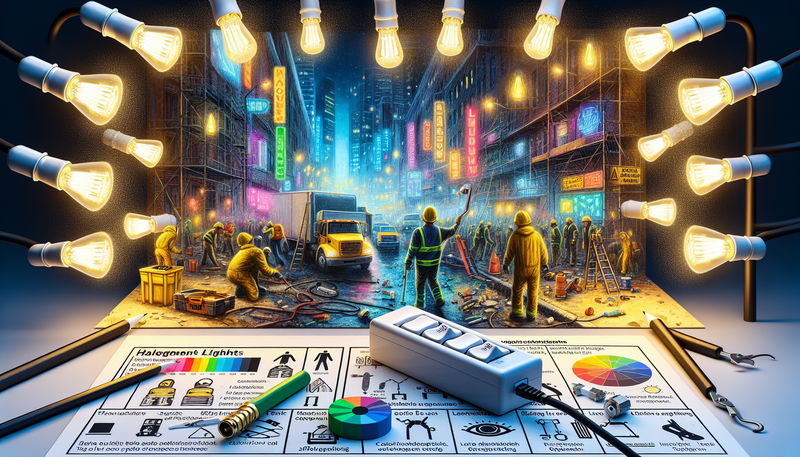 Lampe halogène puissante : éclairage extérieur, chantier et scène avec intensité et rendu optimal