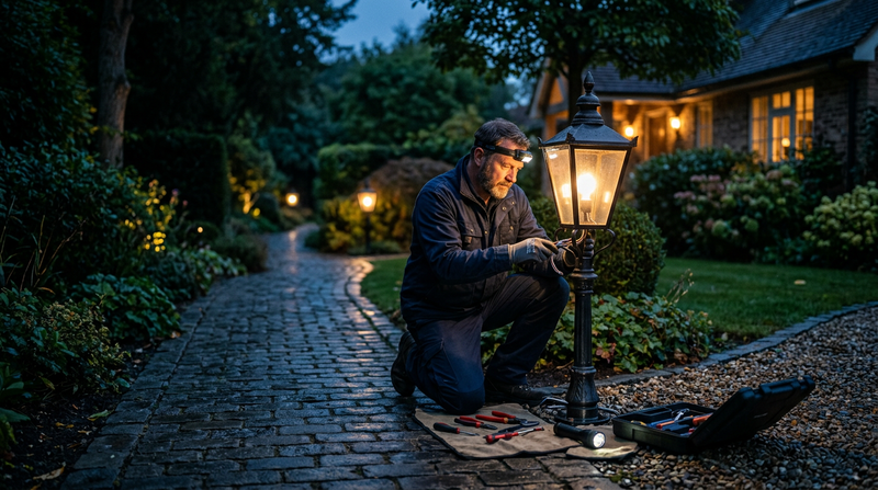 Illustration : comment changer une ampoule pour eclairage chemin exterieur