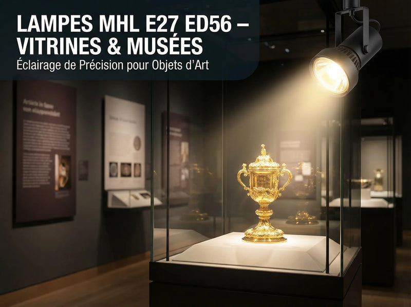 Lampes MHL E27 ED56 – 70–100 W pour vitrines & musées