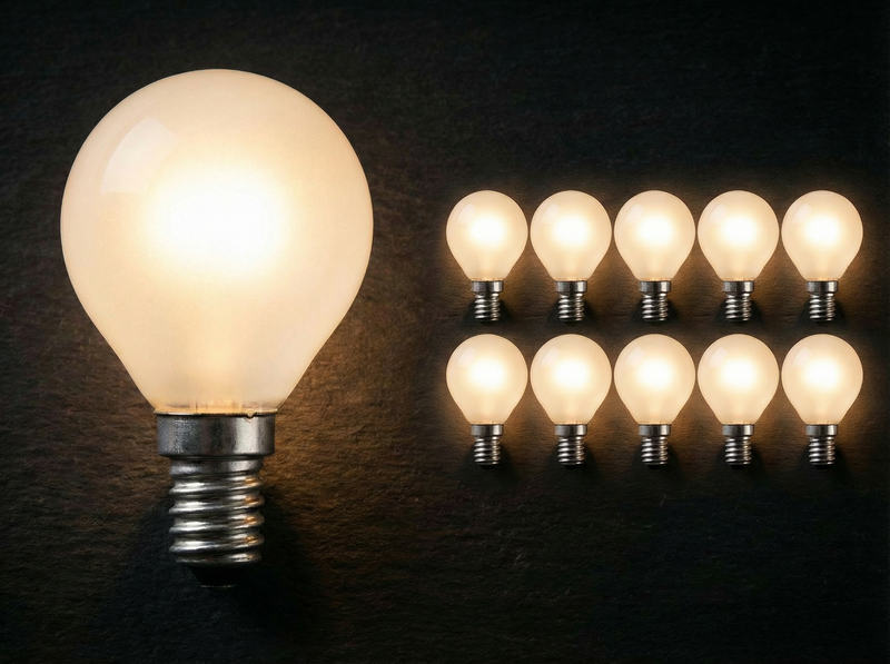 Pack de 10 ampoules sphériques E14, idéal pour lustres et petits luminaires décoratifs