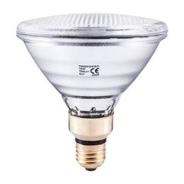 Halogen-Reflektorlampe PAR38 mit 75 W und Sockel E27, Glasreflektor mit Aluminiumbeschichtung, Abstrahlwinkel 30°