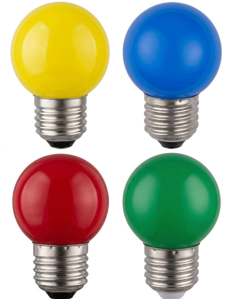 Ampoule LED E27 Sphérique 1.5W Couleur – Rouge, Jaune, Vert ou Bleu