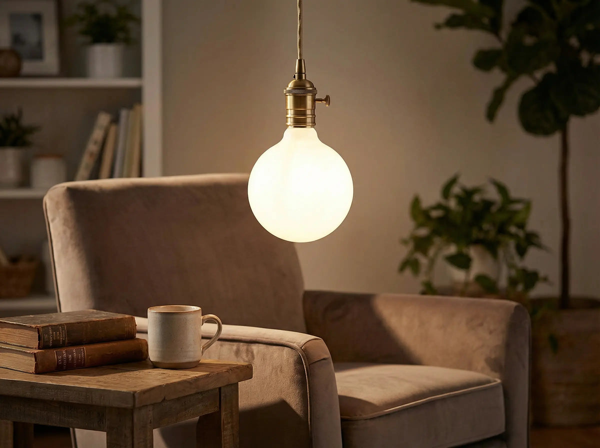 Ampoule globe G95 60W E27 – Verre opalin à incandescence Jurassic-Light