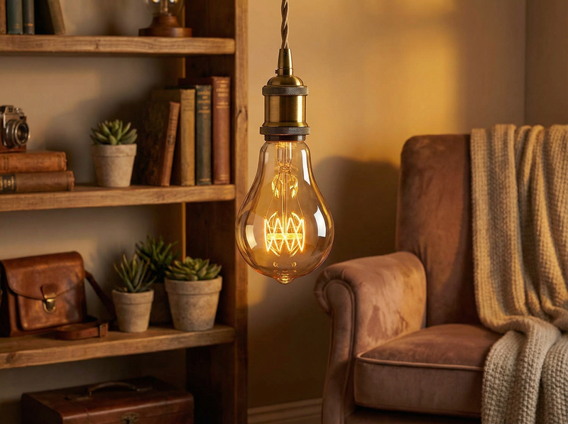 E27 60W dimmbare Birnenglühbirne mit Glühfaden, Modell Newton