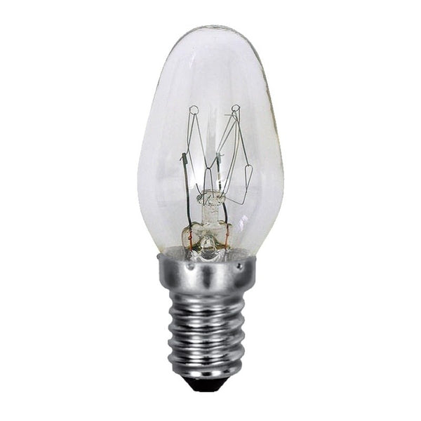Très petite ampoule bougie C7 en verre clair, culot à vis E12 étroit