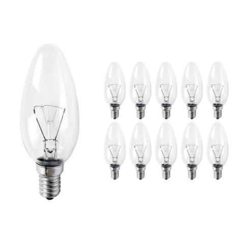 ampoule flamme incandescente verre clair culot e14 filament